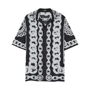 Versace Men Medusa Chains Silk Shirt